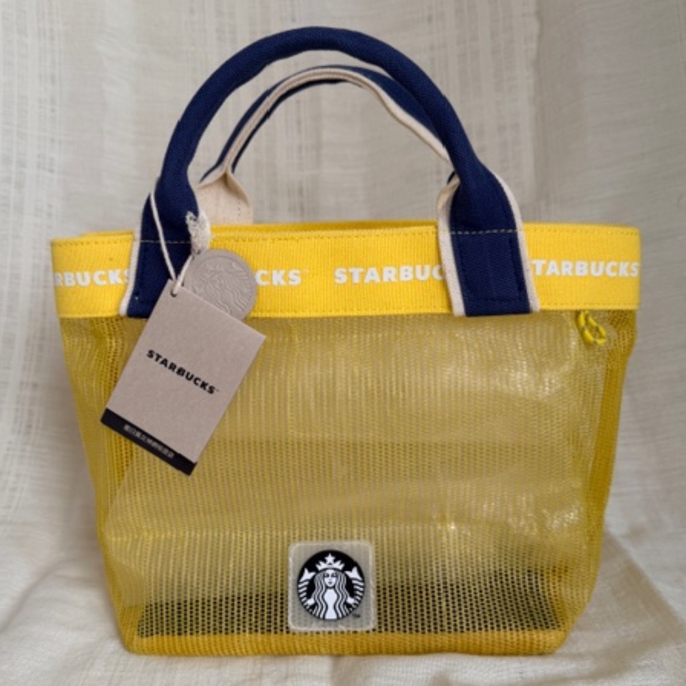 Starbucks Vivid Yellow Mesh Tote Bag Taiwan Exclusive Edition NWT